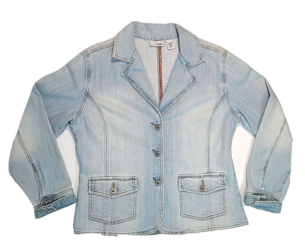 Chico’s Platinum Light Blue Denim Jacket Chico’s Size 1/Standard Size 8 Medium